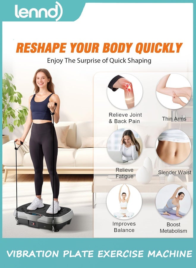 لينند آلة تمارين لوحة الاهتزاز ، 6 أوضاع التمرين ومنصة الاهتزاز 120 مستوى لفقدان الوزن / الصرف الليمفاوي ، 400 رطل قدرة مجلس الاهتزاز مع فرق المقاومة لتمرين الجسم الكامل - Image 4